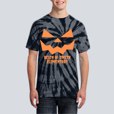 Adult Tie-Dye T-Shirt - Fall Holidays - Jack O' Lantern - Orange Thumbnail